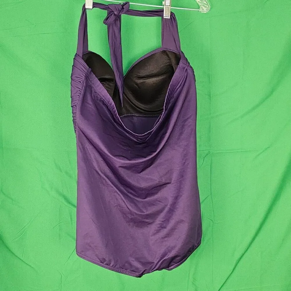 Miraclesuit Womens Purple One Piece Swimsuit 14‎ Large